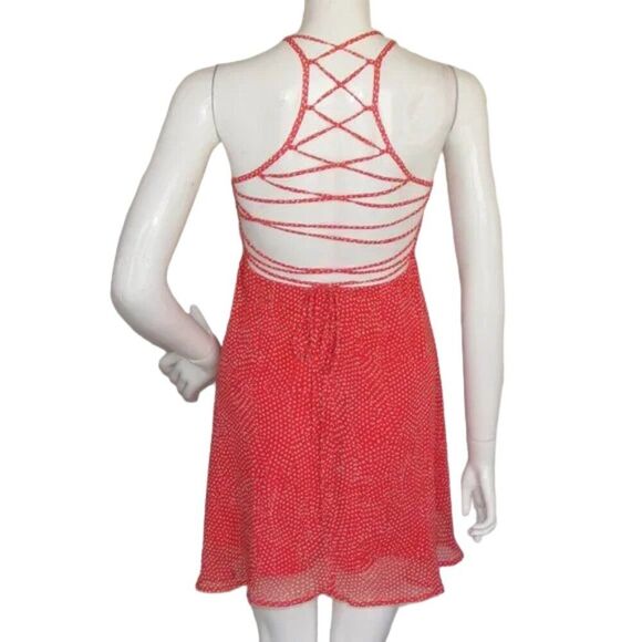 LULU'S Good Deeds Dress, XS, Red/White Polka dots, Strappy open back, Mini - Picture 2 of 14